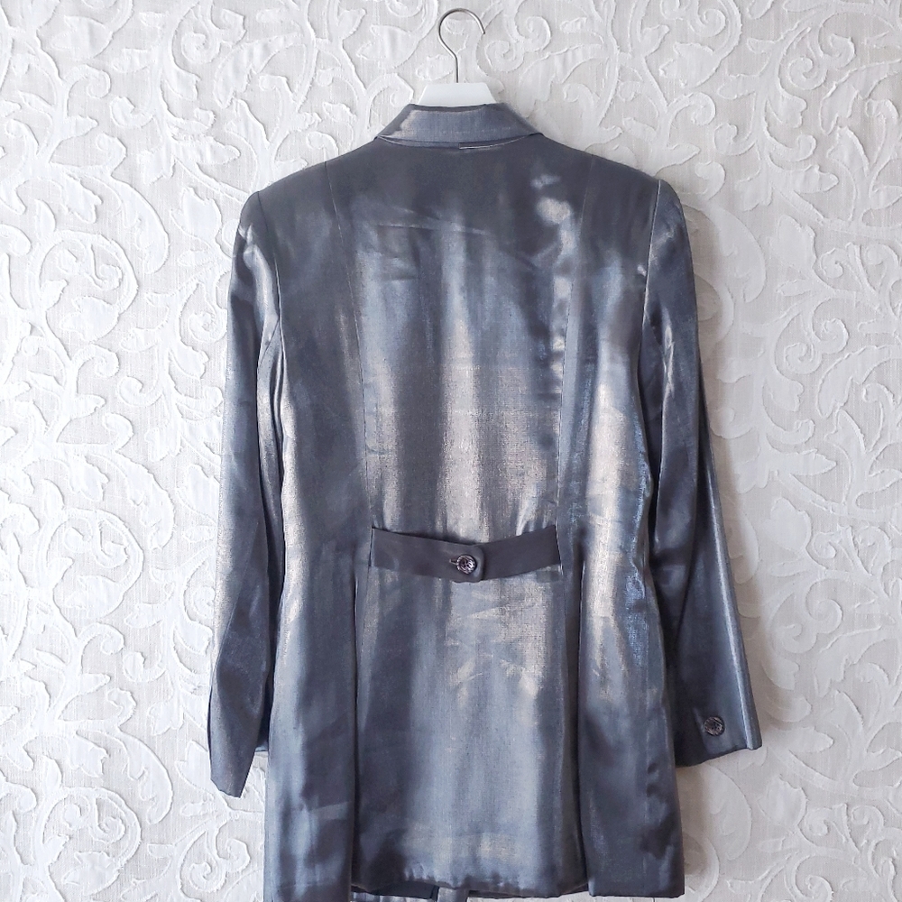 Parché Paris Silver Metallic Trench Jacket - Picture 8 of 12